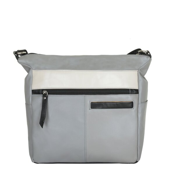 Genuine Leather Women’s Grey Crossbody Sling Bag – Everyday Travel Shoulder Bag - Picture 8 of 9